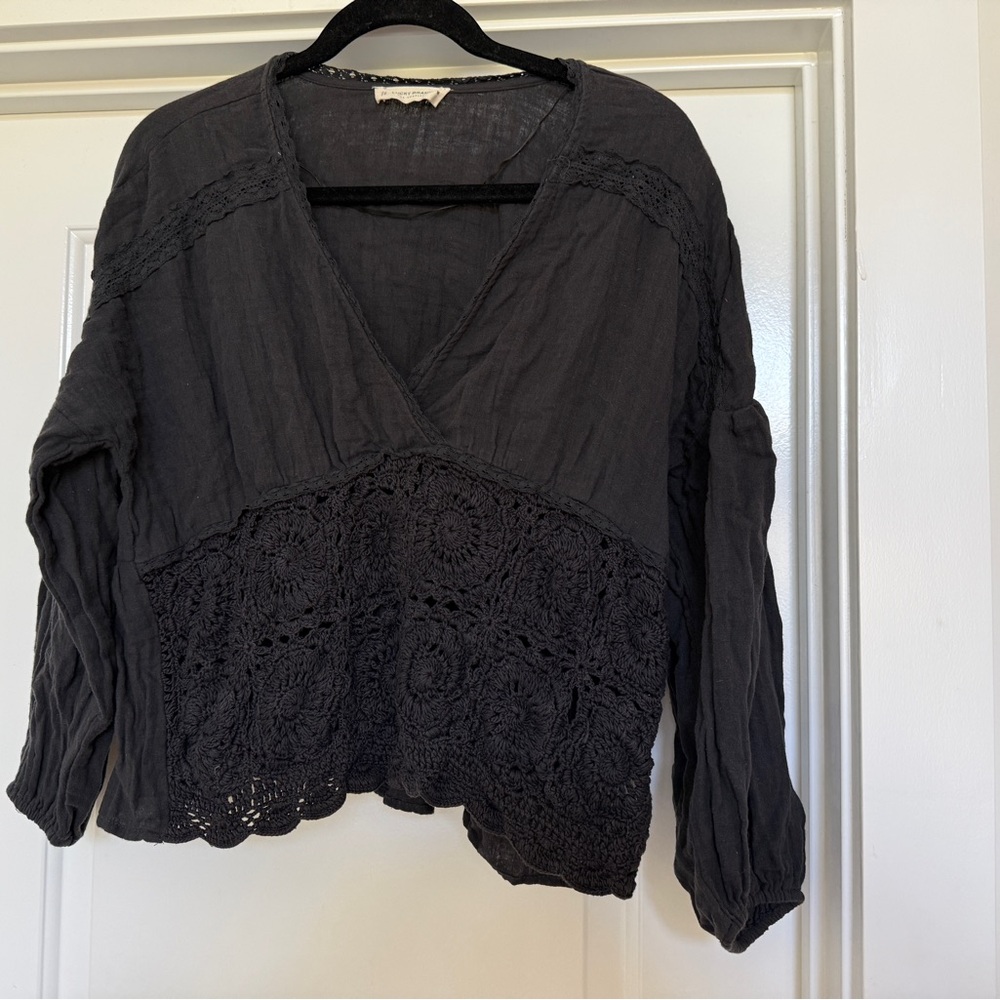 LUCKY BRAND‎ Women Top Boho Crochet Peasant Festival Cottagecore Medium - Picture 2 of 10